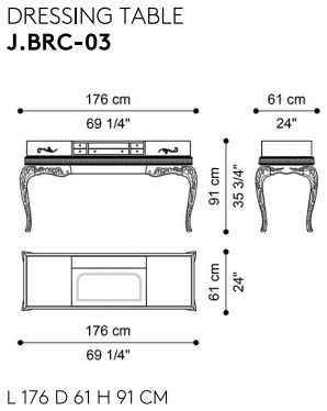 Размеры Туалетный стол Jumbo Collection Brocart 1 Размеры Туалетный стол Jumbo Collection Brocart 1