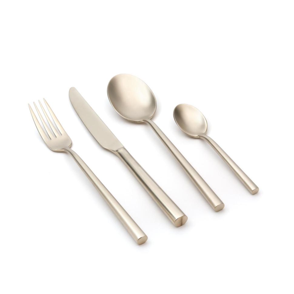 Столовые приборы KNIndustrie 800 Shiny, матовое золото, 24 предмета, нержавеющая сталь