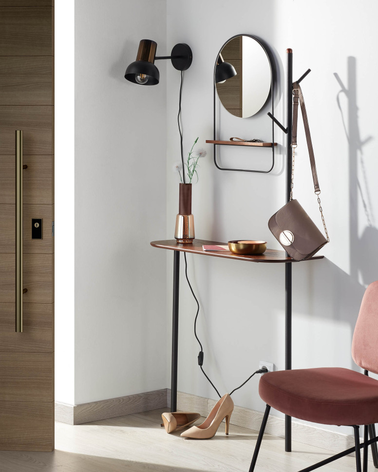 Консоль и вешалка La Forma Marcolina 80 x 30 x h160 см, чёрная, из дуба