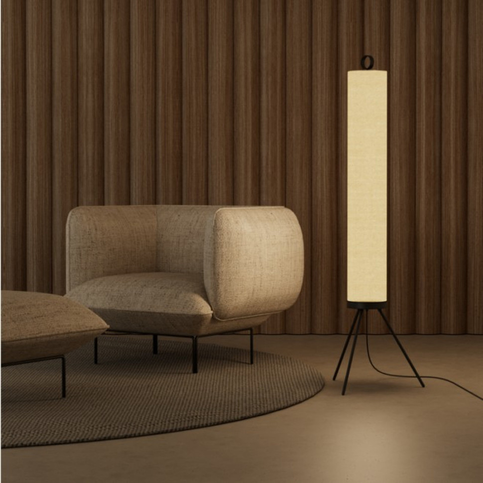 Торшер Aromas Del Campo Nooi высота 137 x диаметр 48 см, лён, чёрный металл - фото товара