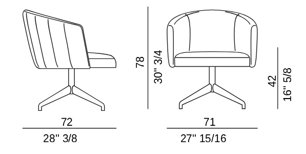 Размеры Кресло Eforma Jane lounge