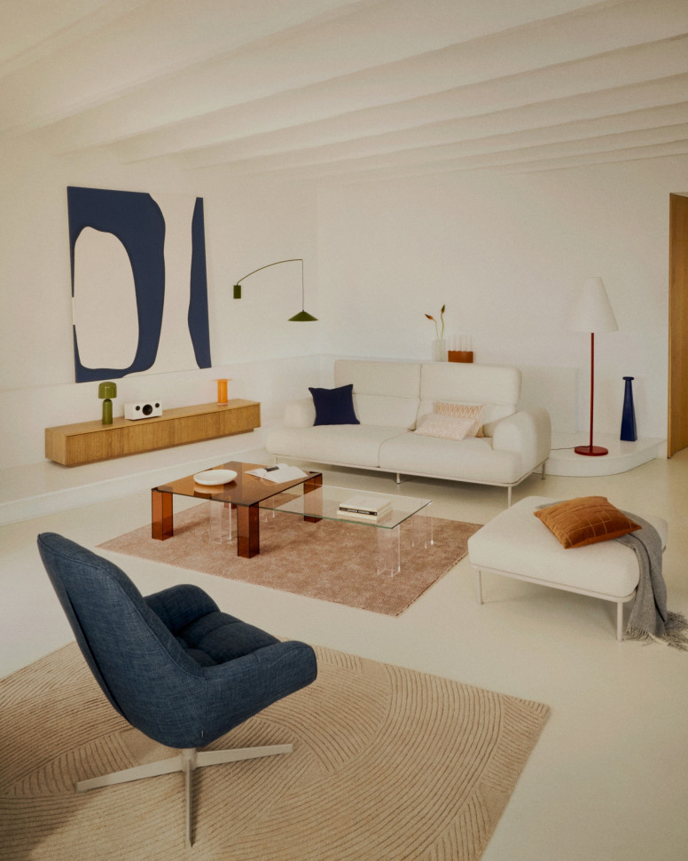 Вращающееся кресло La Forma Jaspe 76 x 85 x h98 см, синее, с серым металлом