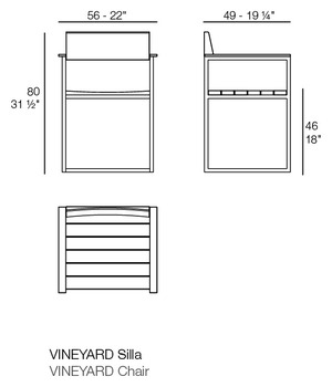 Размеры Стул Vondom Vineyard