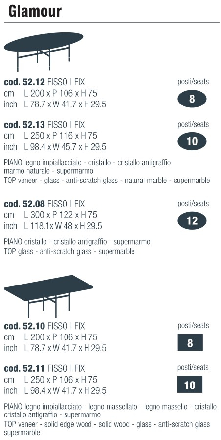 Размеры Обеденный стол Bontempi Glamour