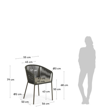 Стул La Forma Yanet 56 x 50 x h79 см, из зелёной верёвки