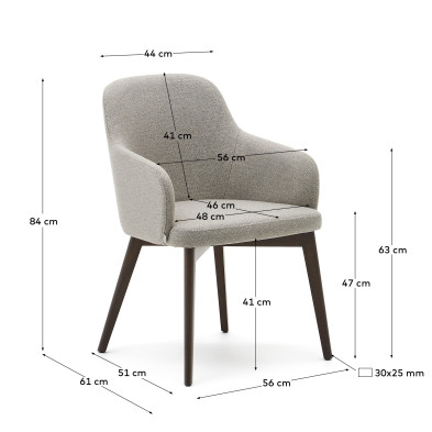 Стул La Forma Nelida 56 x 61 x h84 см, коричневая синель, тёмные ножки
