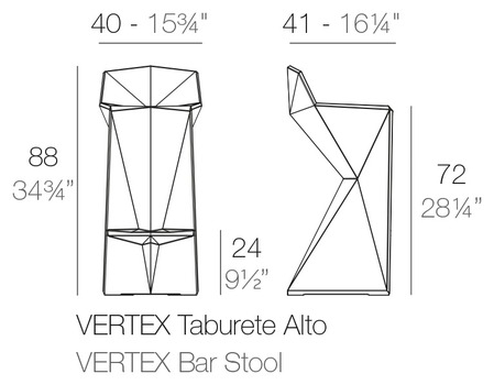 Размеры Барный стул Vondom Vertex