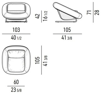 Размеры Кресло Minotti Barrel