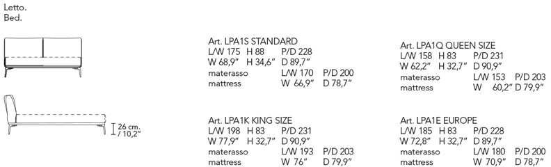 Размеры Кровать Alivar Papillon Размеры Кровать Alivar Papillon