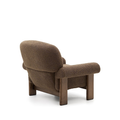 Кресло La Forma Cabana 111 x 102 x h93,5 см, серо-коричневое букле, ножки под орех
