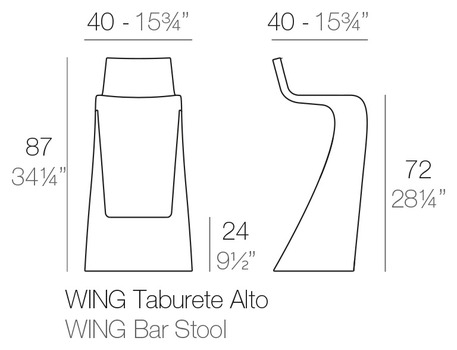 Размеры Барный стул Vondom Wing