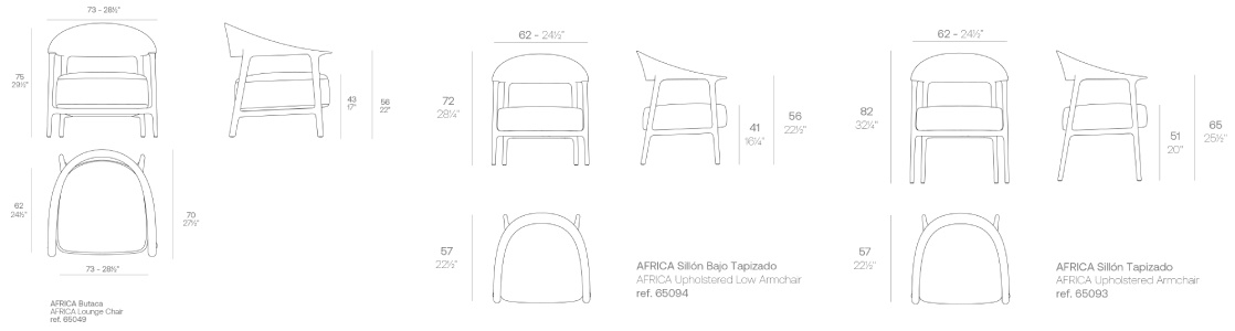 Размеры Кресло Vondom Africa