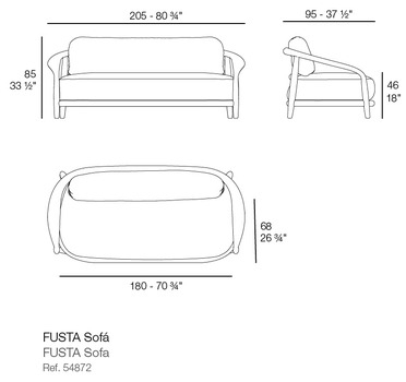 Размеры Диван Vondom Fusta