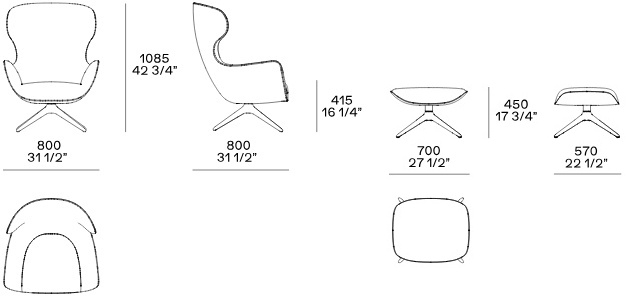 Размеры Кресло Poliform Mad Joker Размеры Кресло Poliform Mad Joker