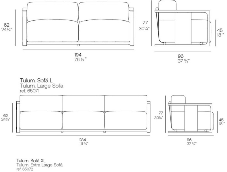 Размеры Диван Vondom Tulum
