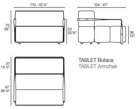 Размеры Кресло Vondom Tablet