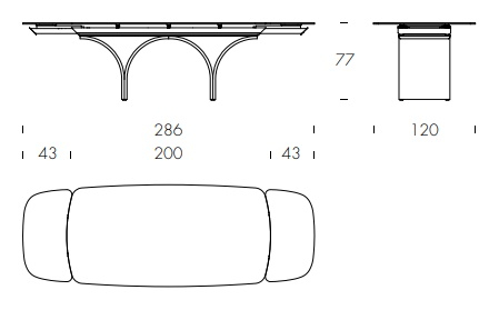 Размеры Стол Tonin Casa Arco E