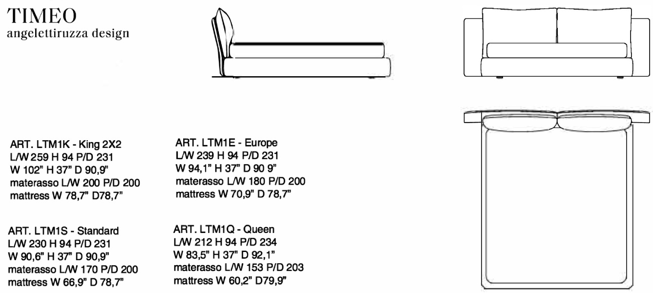 Размеры Кровать Alivar Timeo