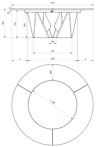 Размеры Стол Bontempi Kaleido