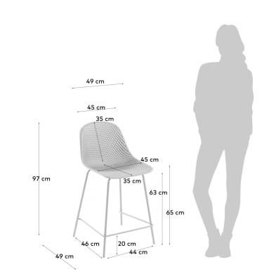 Полубарный стул La Forma Quinby 49 x 49 x h97 см, белый