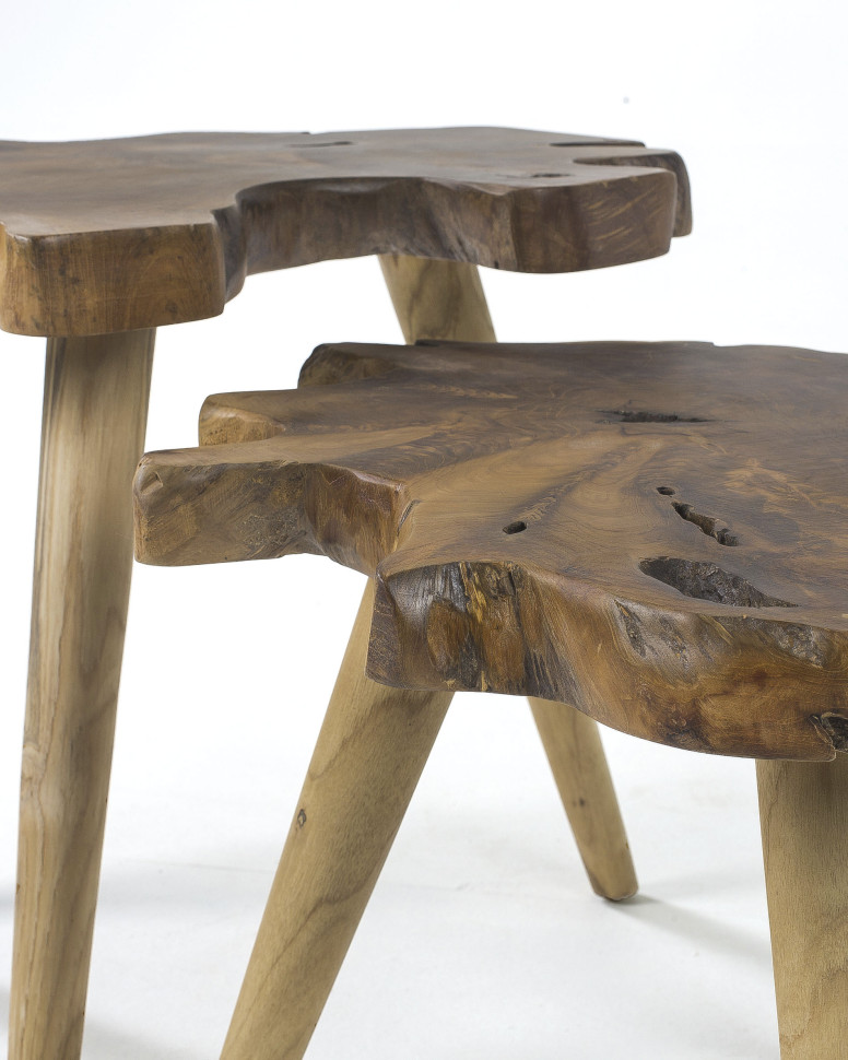 Комплект журнальных столиков La Forma Harris 60 x h51 см и 56 x h43 см, из натурального тика