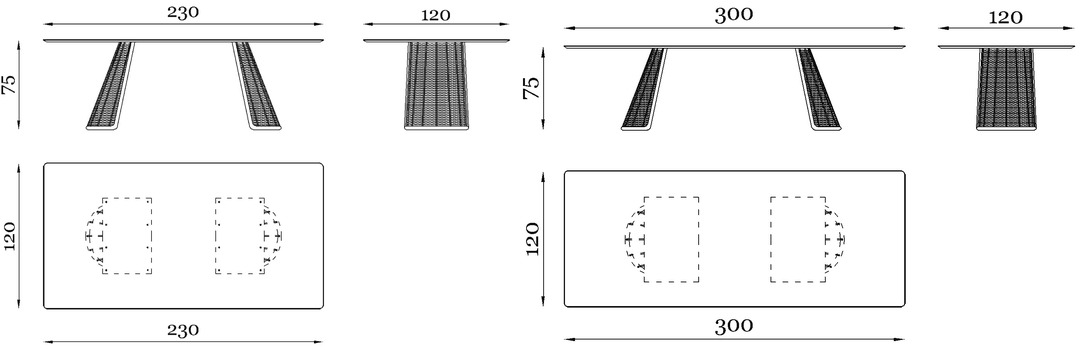 Размеры Стол Rugiano Marina Rectangular