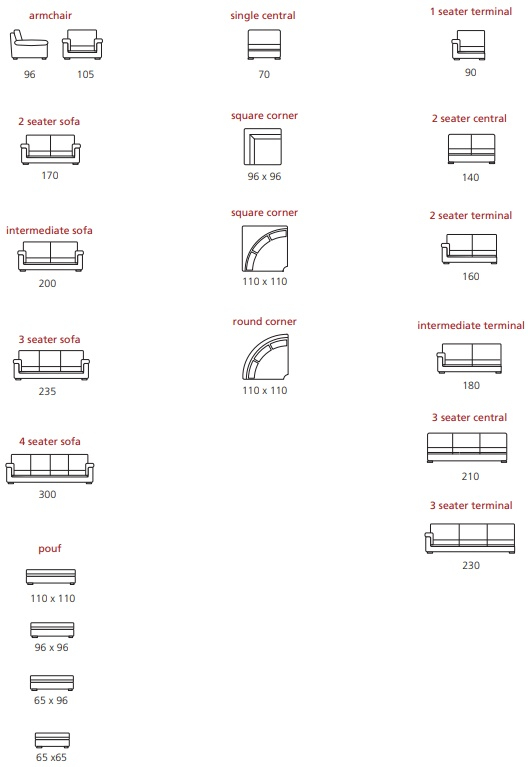 Размеры Диван Asnaghi Elegant