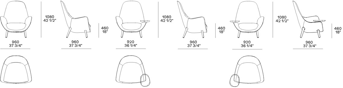 Размеры Кресло Poliform Mad King