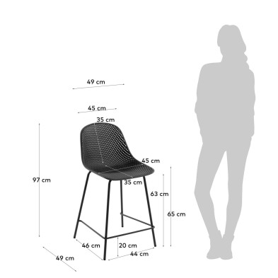 Полубарный стул La Forma Quinby 49 x 49 x h97 см, серый