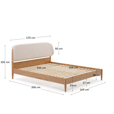 Кровать La Forma Octavia 160 x 200 см, ясеневая фанера, белое мягкое изголовье