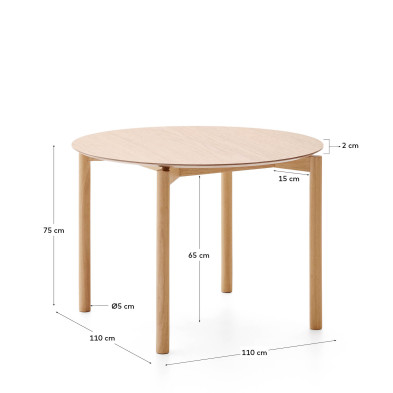 Круглый стол La Forma Indara диаметр 110 x h75 см, натуральный