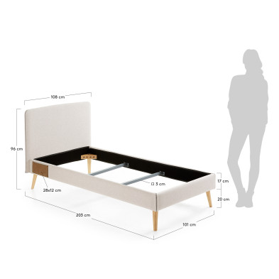 Кровать La Forma Lydia 108 x 203 x h96 см, бежевая
