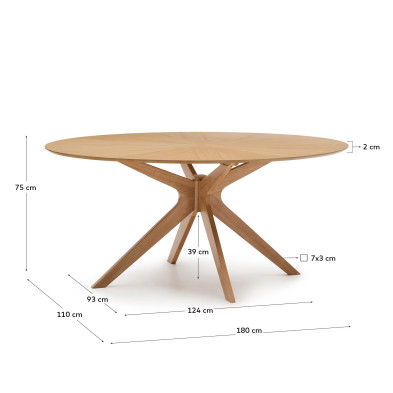 Обеденный стол La Forma Naanim 180 x 110 x h75 см, дубовый шпон