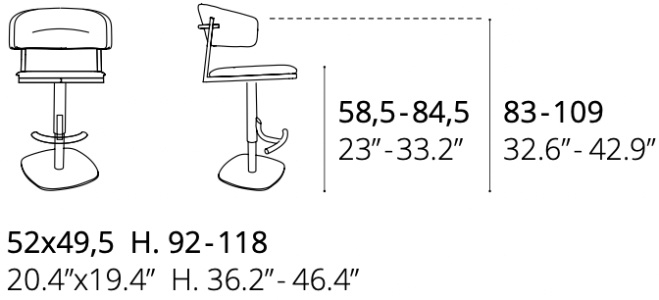 Размеры Барный стул Ozzio design Alida S531
