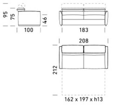 Диван-кровать Fellini Dienne Sofas 208 x 100 x 95h nc104810