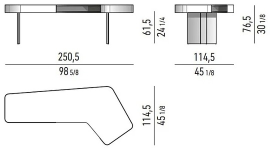 Размеры Письменный стол Minotti Diagramma Wood