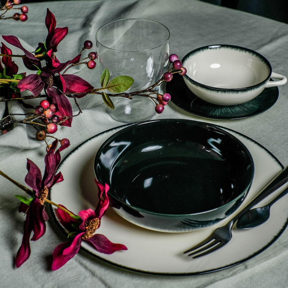 Комплект из 2-х чашек для чая Serax DE, 200 мл, диаметр 11 см, кремовый, чёрный, фарфор