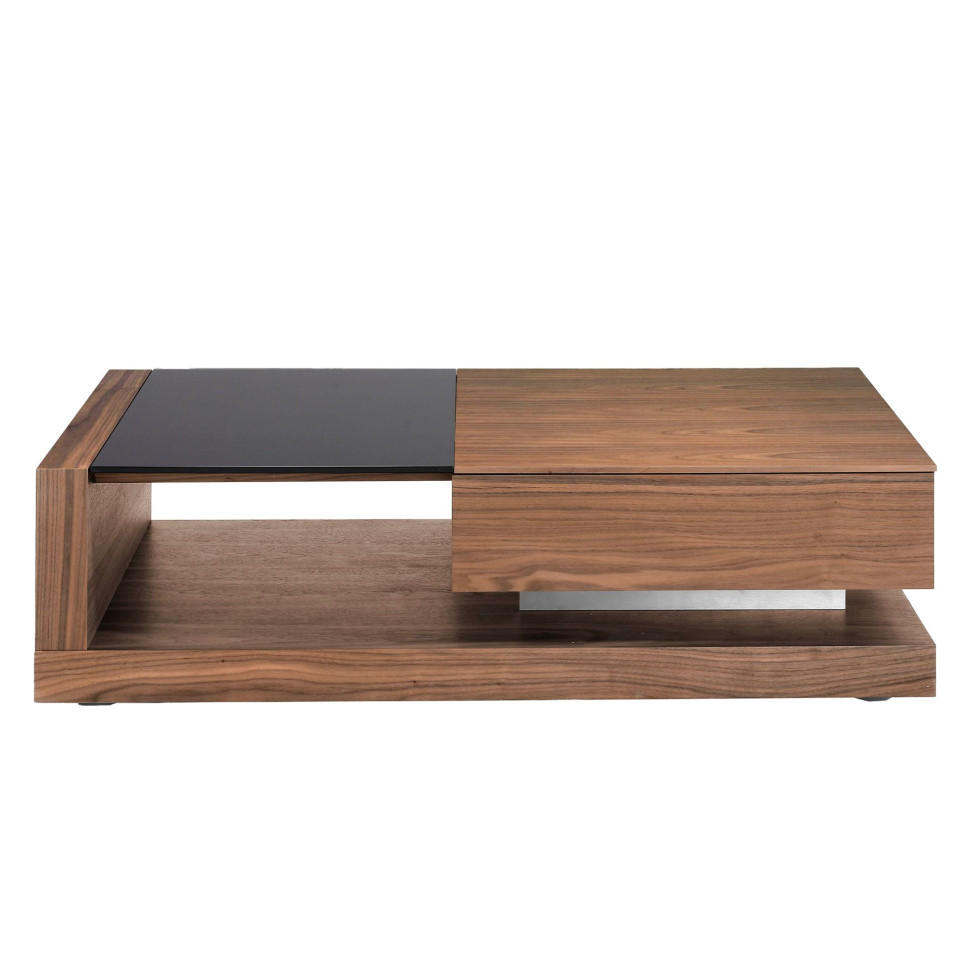 Журнальный столик Angel Cerda MH1317A 130 x 70 x h36 см, орех, чёрное стекло