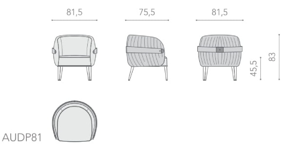 Размеры Кресло Asnaghi Audrey