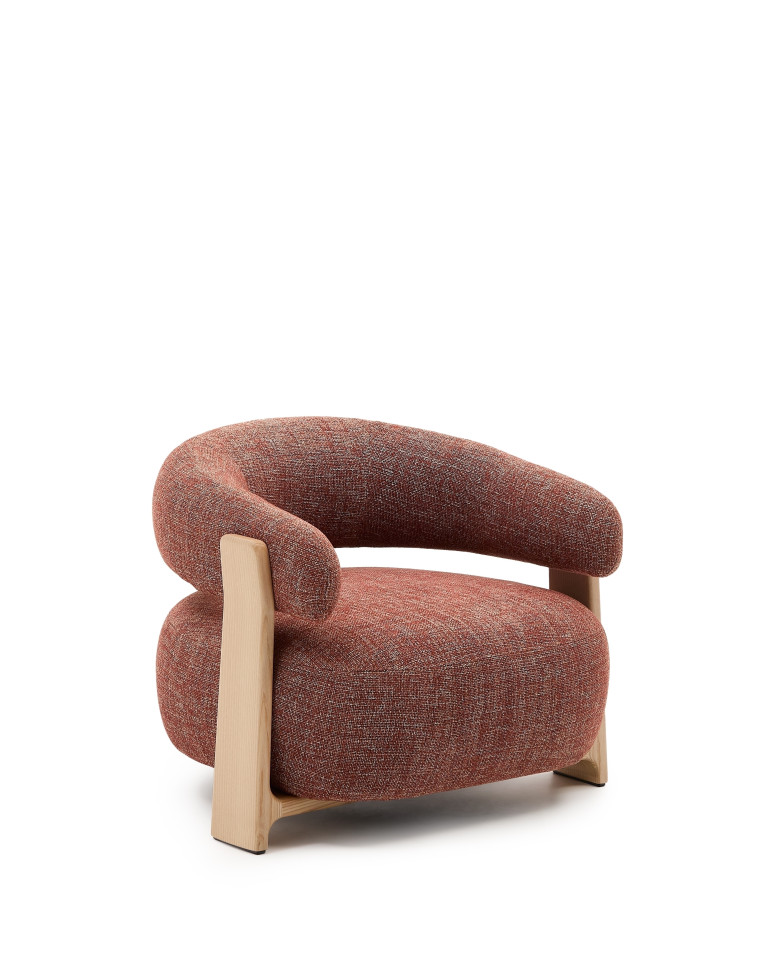 Кресло La Forma Granite 87,5 x 83,5 x h67 см, из терракотового шенилла, массив ясеня