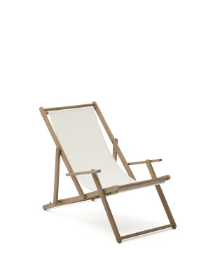 Кресло складное La Forma Vilara 65 x 123,5 x h89 см, из акации и белого текстиля