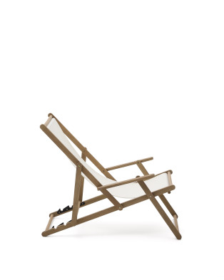 Кресло складное La Forma Vilara 65 x 123,5 x h89 см, из акации и белого текстиля