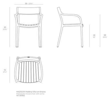 Размеры Стул Vondom Madison Wood