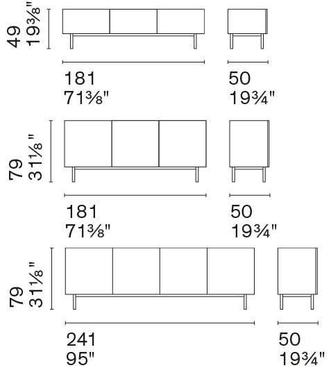 Размеры Буфет Calligaris Sinuosa CS6216