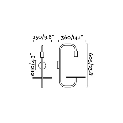 Бра Faro Guest 25 x 36 x h60,5 см, чёрное