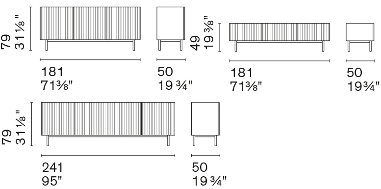 Размеры Буфет Calligaris Stripes CS6214