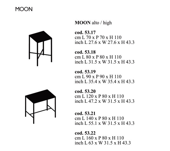 Размеры Стол в столовую Bontempi Moon High