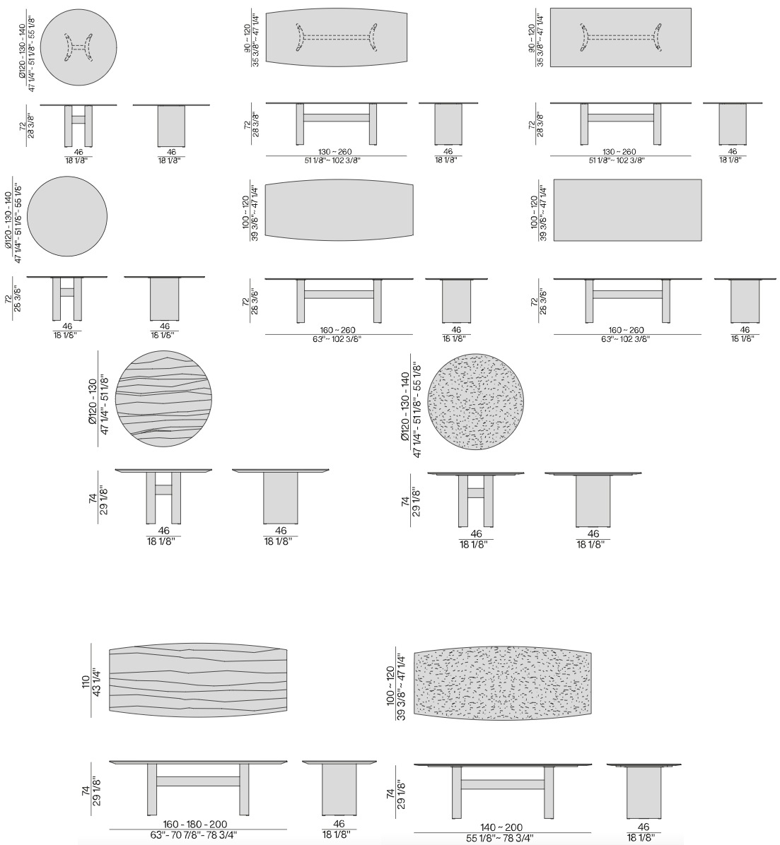 Размеры Стол в столовую Porada Beam