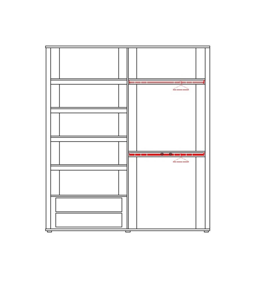 Гардероб Fratelli Barri Alba 212,2 x 59,5 x h241 см, матовый лак цвета слоновой кости