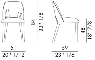 Размеры Стул Eforma Diva 4 gambe legno